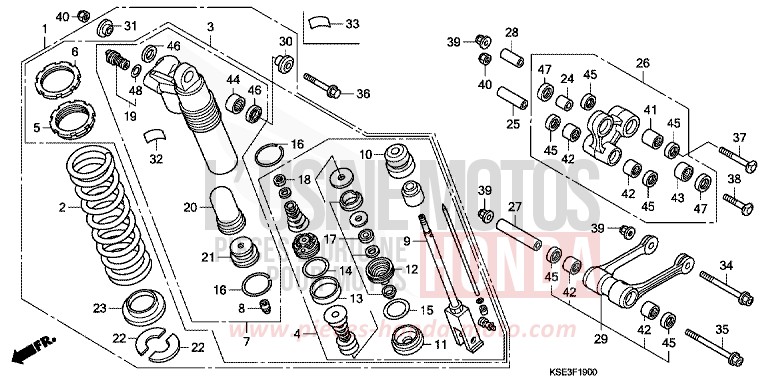 REAR CUSHION for CRF150R "Big wheels" EXTREME RED (R292) from 2007